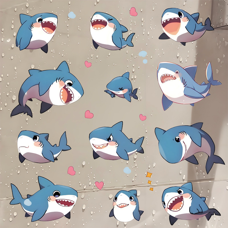 卡通可爱海洋鱼卧室儿童房浴室卫生间瓷砖墙贴防水自粘半透明贴纸,淘宝优惠券,粉丝福利购,淘宝优惠卷