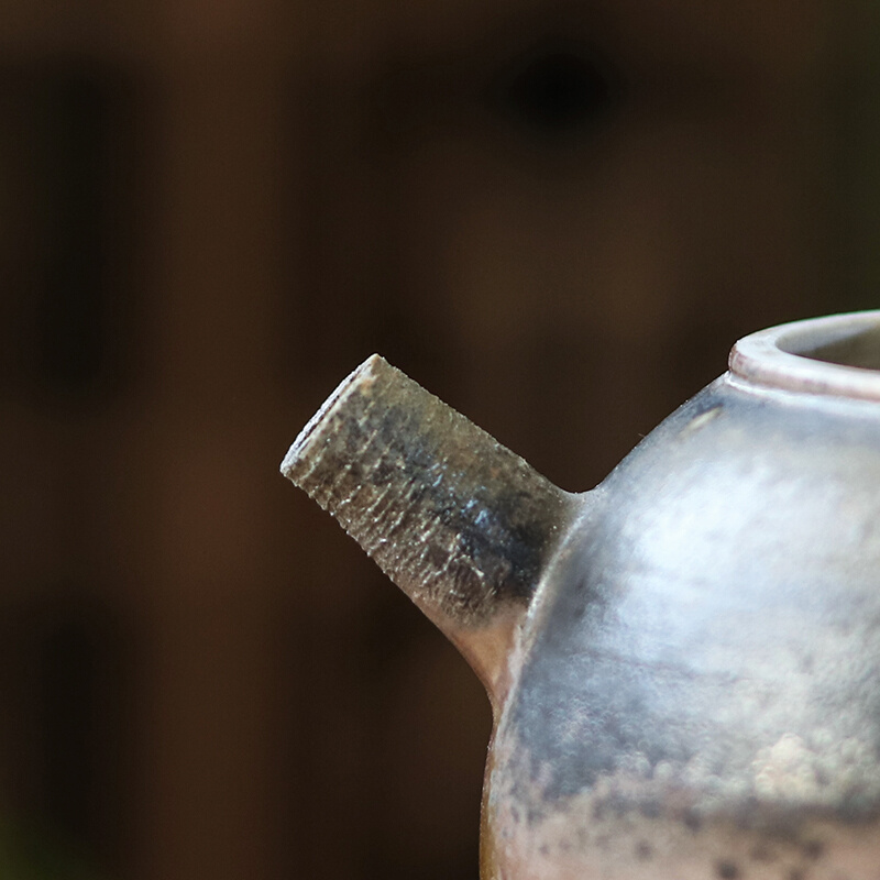 柴烧壶 纯手工 日式简约茶壶复古粗陶自然落灰功夫单壶精品泡茶器 - 图2