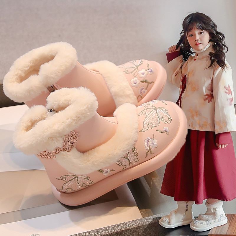 女童新中式棉靴冬季儿童国风刺绣汉服靴加绒保暖小香风公主雪地靴,淘宝优惠券,粉丝福利购,淘宝优惠卷