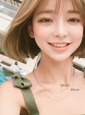 925纯银项链女夏天锁骨银色夏季装饰无吊坠蛇骨链七夕送女友礼物