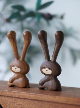 兔子按摩棒天然檀木眼周鼻子下颚线按摩改善黑眼圈金牌技师兔礼物