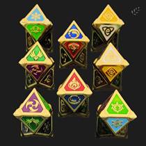 Seven Holy Call Card Elements Dice Metal Alloy Original God Perimeter Elements Eight Faces Physical Table Cruise Card Color Son