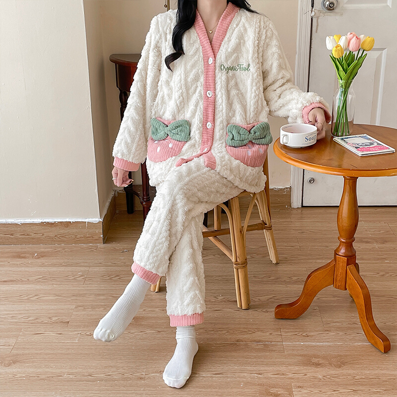 婧麒珊瑚绒月子服产后孕妇睡衣女秋冬款怀孕期喂奶哺乳家居服套装