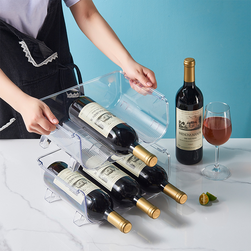 厨房冰箱红酒收纳架置物架家用啤酒饮料储物盒子可叠加透明收纳盒 - 图0