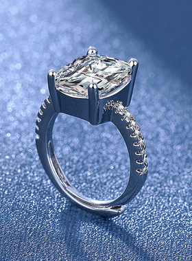 wish热卖新款闪钻方形公主戒指女欧美时尚订婚求婚钻戒指环手