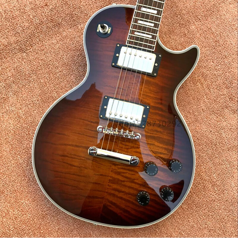 乐器制造电吉他 custom大宽虎纹定做gibson款式 gihaiy品牌包邮-图1