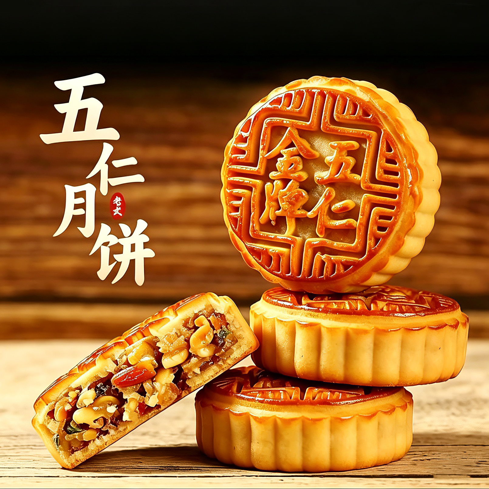 酥上煌五仁月饼传统手工糕点老式月饼广式早茶点心礼盒中秋节送礼