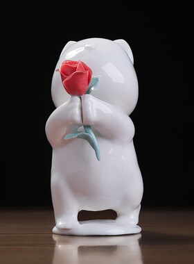 新品陶瓷可爱小猫咪摆件送女友送C老婆爱意表达礼物桌面动物轻奢