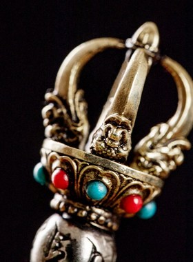 极速尼泊尔藏e式黄铜五股金刚杵金刚橛白铜个性降魔杵项链吊坠男