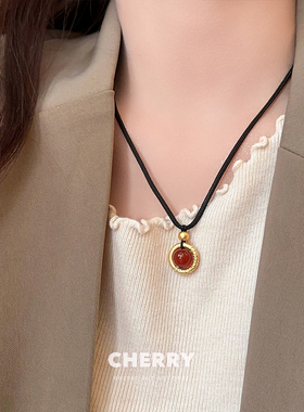 极速生肖龙平安扣玛瑙吊t坠项链女新中式编织绳毛衣链本命年情侣