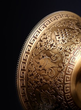 极速大觉工艺黄i铜雕花十字金刚杵护法杯八吉祥供酒供水杯法器摆