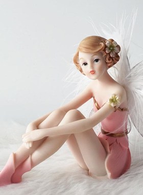 极速l粉b色羽毛天使意装饰品美女汽创装饰家居摆件蛋车欧式娃糕娃