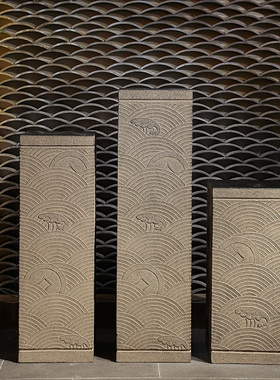 新中式流a水展示柱摆件仿古玄关装饰柱产品陈列展示台落地装饰底