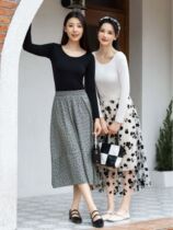 Pure Color Round Collar Inner Hitch Female inner lap 2023 Autumn winter paragraph Body Thread Long Sleeve T-shirt Woman Blouse With Slim Fit 100 lap