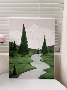 侘寂风装饰画高级感肌理画现代简约手绘油画客厅挂画电视柜摆件