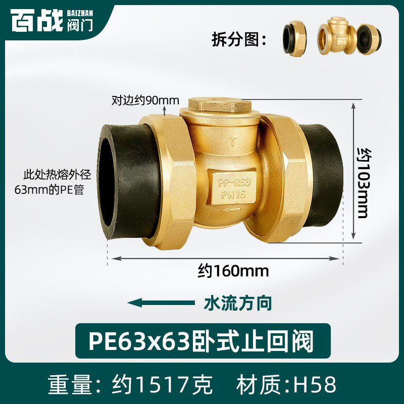 百战阀门PPR止回阀4分20逆止阀6分25立式止逆阀1寸32PE热熔水管 - 图1