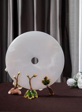 珐琅彩平安玉石扣摆件大客厅洒柜电视柜店铺开业乔迁家居装饰