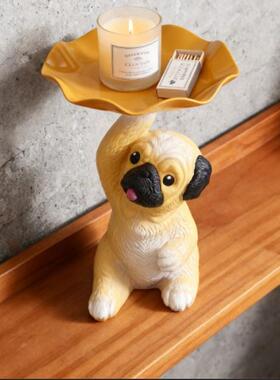 可爱狗入户玄关鞋柜钥匙收纳摆件客厅桌面茶几托盘装饰品乔迁礼品