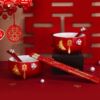 Best-selling tea cup set, wedding supplies, wedding modified tea set, red bowls and chopsticks, bride's Y dowry wedding bowl pair