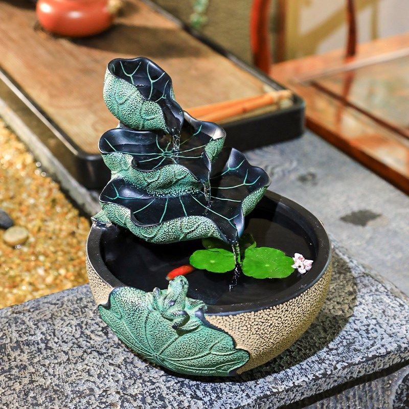 新中式桌面流水摆件客p厅办公室内创意循环水景喷泉摆设招财装饰,淘宝优惠券,粉丝福利购,淘宝优惠卷