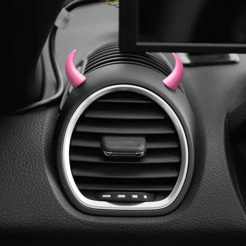 创意搞笑车载中控台显示屏小牛角方向盘恶魔角可爱汽车装饰品摆件,淘宝优惠券,粉丝福利购,淘宝优惠卷