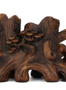 旺财守业双笔筒招财貔貅摆件办公室桌面摆设实用工艺装饰