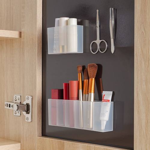 三分格壁挂分格盒免打孔小物收纳眉毛夹剪刀眉笔刷子口红收纳盒子 - 图1