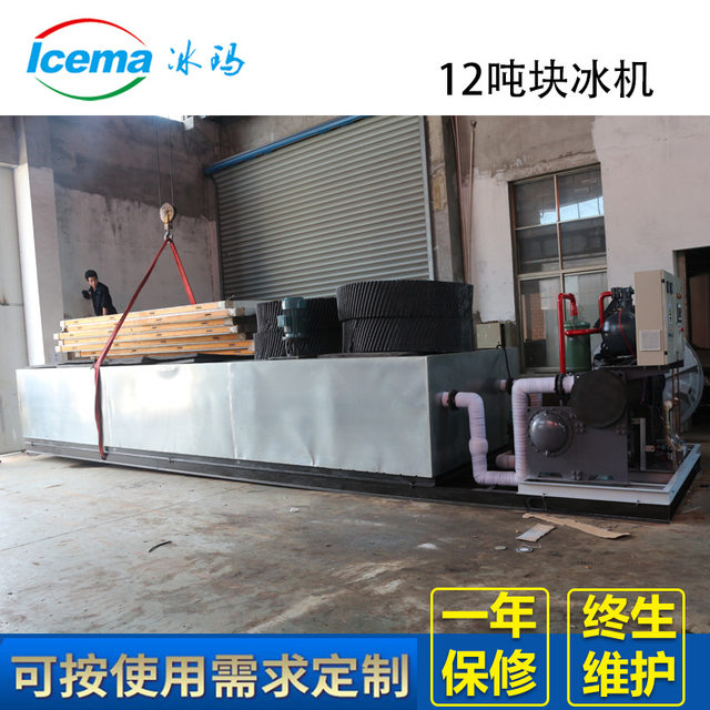 Shanghai salt water block ice machine vegetable cooling large ice machine produces 12 tons per day 100kg ice tiles