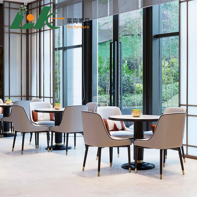 新古典售楼处接待桌椅洽谈桌椅组合工程酒店实木椅子餐厅家具定制