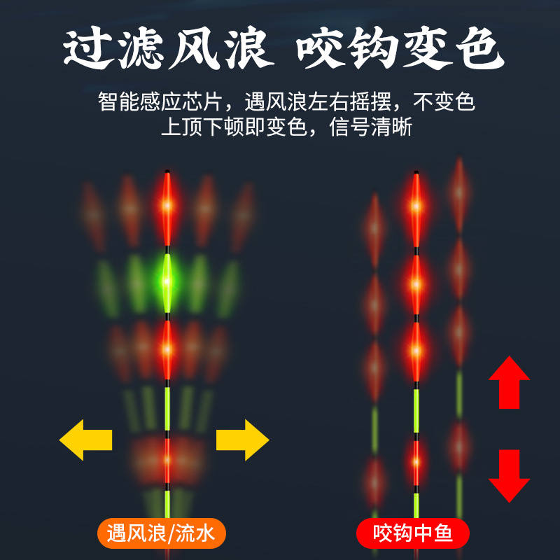 小凤仙大物夜光漂LED电子漂尾鱼漂浮漂加粗咬钩变色硬尾鲢鳙T-DD - 图1