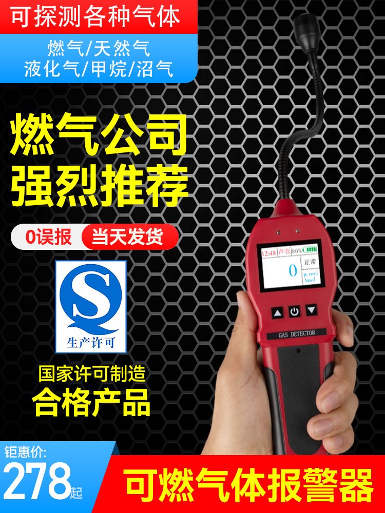 天然气测漏仪可燃气体检测仪燃气冷媒检漏仪煤气泄漏探测报警器 - 图0