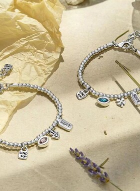 我等你幸运祝福爱情水晶手链跨境饰品圆珠