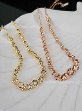 施家Emily圆形满钻彩色水晶手链蓝色时尚简约流行轻奢跨境饰品