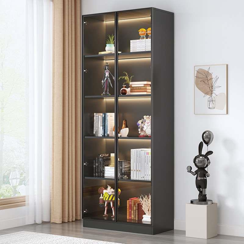 定制书柜组合带门落地玻璃门手办展示柜全墙满墙置物实木书房书架