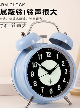 简约夜光静音闹钟学生宿舍卧室家用可充电大音量床头闹钟