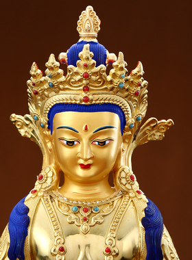 极速长寿佛佛像西藏无量寿佛像坐像居家供奉摆件T泥泊尔黄铜鎏金