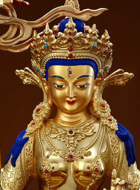 极速藏传密宗大白伞佛母摆件v黄铜鎏金大白伞盖佛像居家供奉客厅