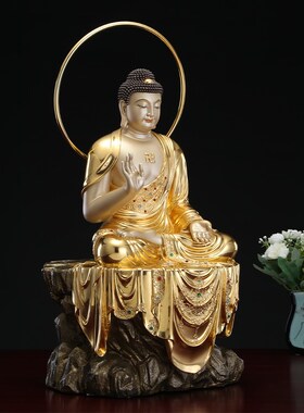 极速释迦牟c尼佛像说法像释迦摩尼佛全铜台湾掐丝工艺贴金镶宝如