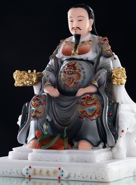极速真武大帝汉白玉彩绘玄天w上帝北帝供奉道家玄武真武大帝神像