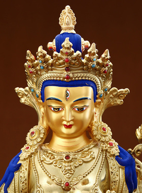 极速白度母佛像 白度母像 西藏长寿三尊黄铜鎏金S密宗佛像 白渡母