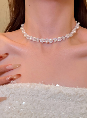 昭和千奈高质感闪锆珍珠choker
