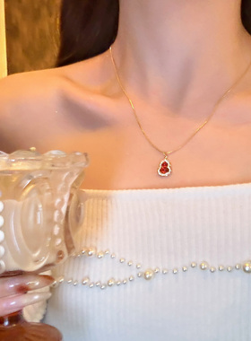 新中式红色玛瑙葫芦珍珠项链