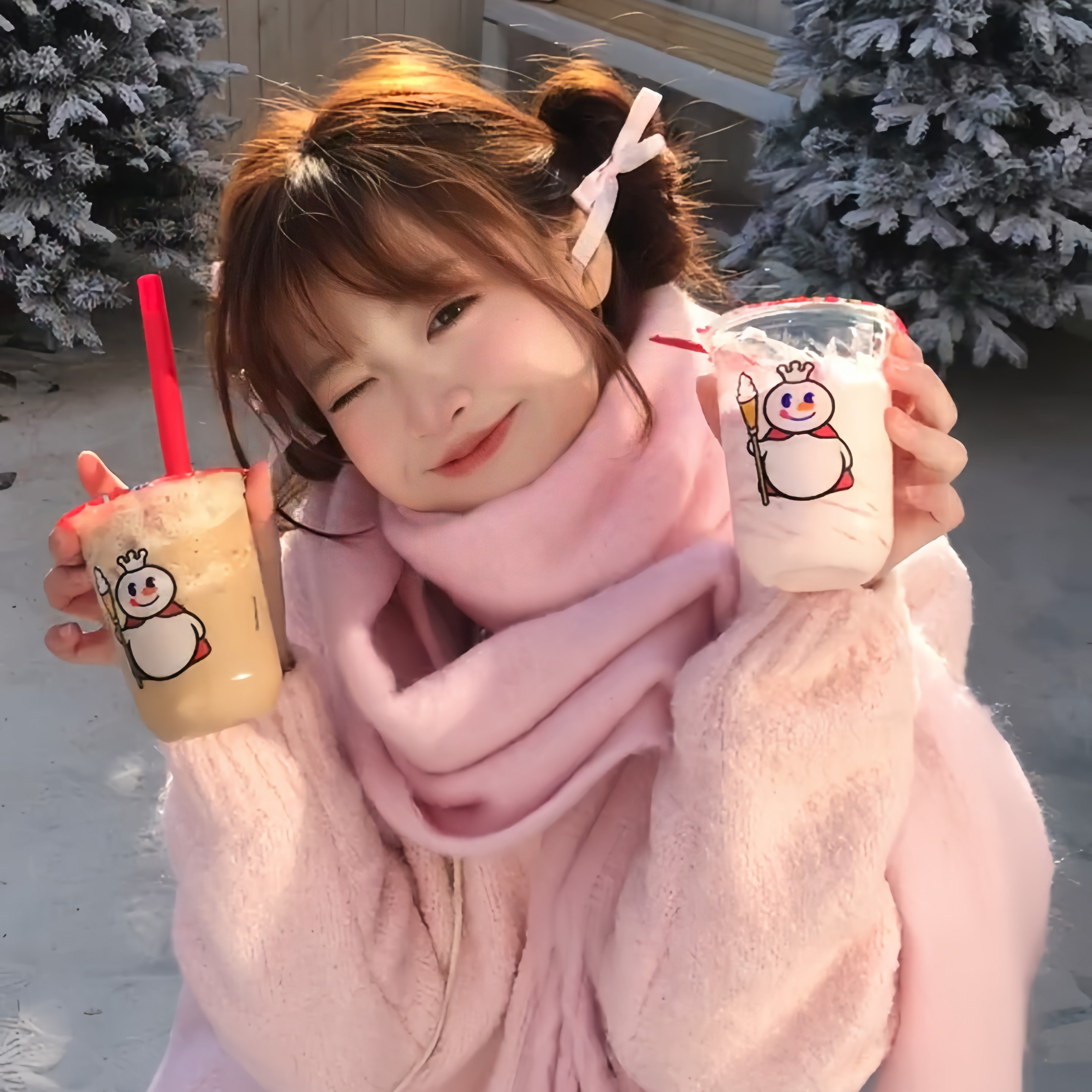 冬日序章 韩系氛围感粉色针织围巾2025新款保暖百搭纯色情侣围脖,淘宝优惠券,粉丝福利购,淘宝优惠卷