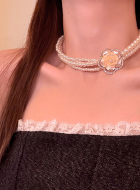 世家千金香山茶花珍珠choker