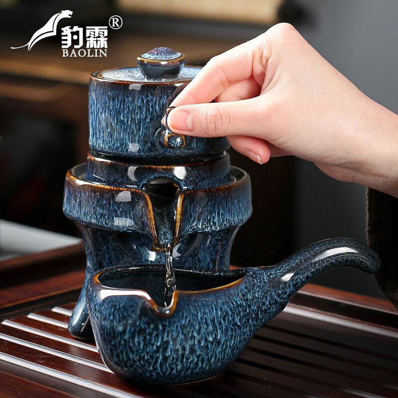 窑变懒人功夫全自动茶具套装家用陶瓷泡茶器时来运转神器个性艺术-图2