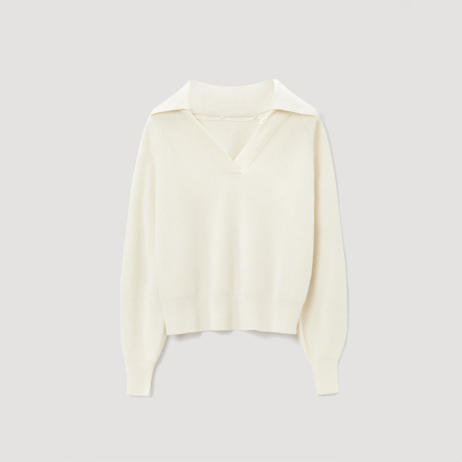 OVVOutlet秋冬新款女装保暖羊绒可脱卸翻领休闲优雅长袖针织衫