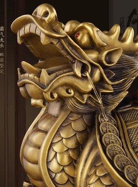 全黄铜制脚踩八卦母子金钱龙龟兽摆件纯铜镇水化解20厘米大号招财