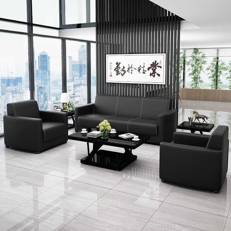 办公室沙发接待现代简约商务茶几组合套装洽谈会客办公沙发三人位 - 图0