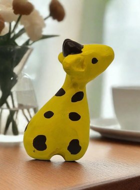 可可爱爱手工木雕仰望长颈鹿桌面B摆件车载挂件创意男女生生日礼