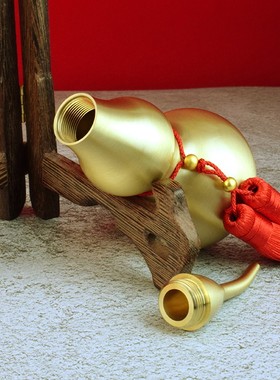 纯铜葫芦挂件开口空心二黑位摆z件开盖朋友送礼祝福门厅办公室挂